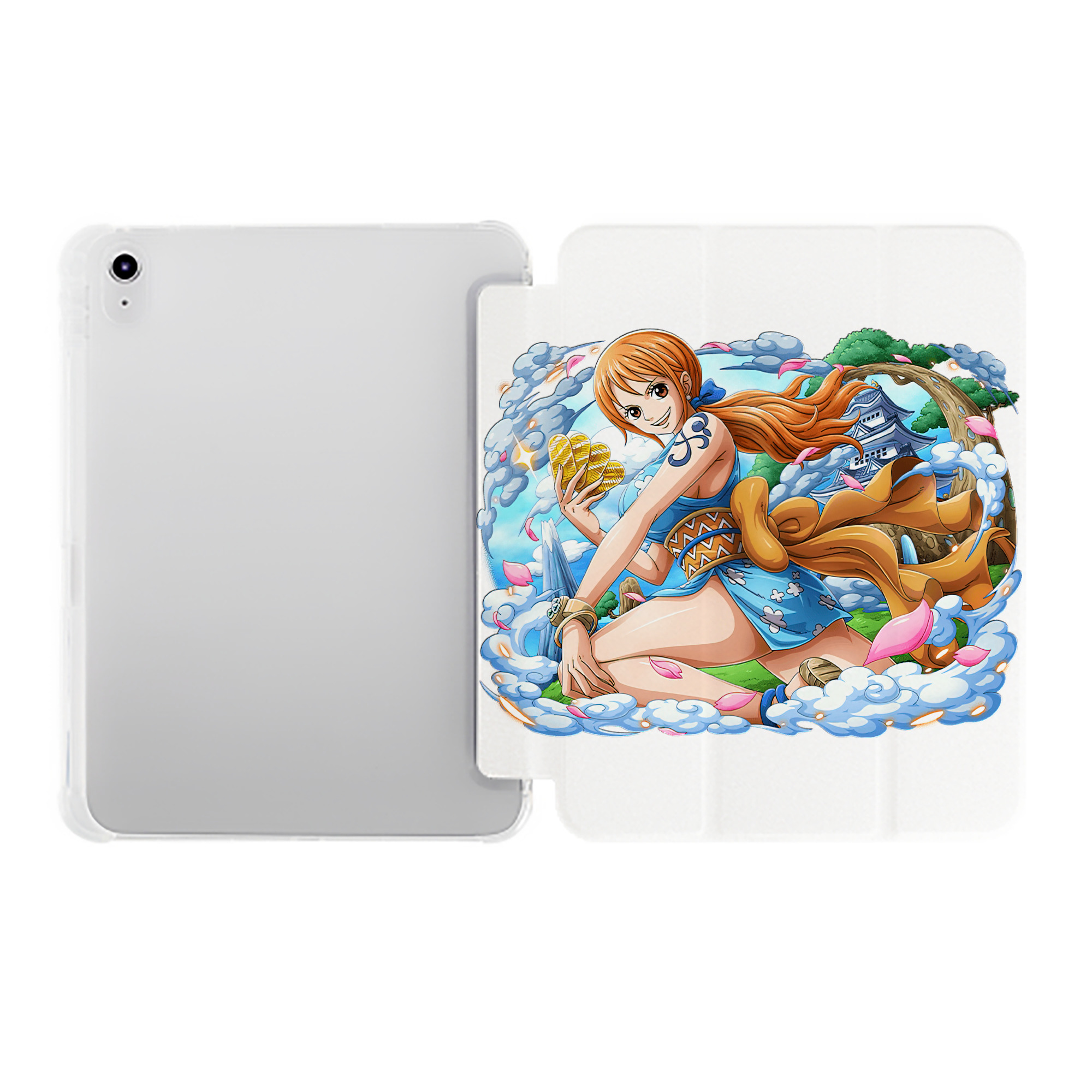 （画像用） ワンピース ナミ ONE PIECE Nami IPad ケース ペン収納付き 三つ折りスタンド PUレザー×シリコン 対応機種9.5/10.5/10.9インチ